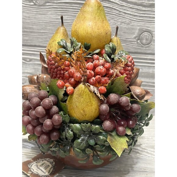 Faux Fruit Arrangement in Vintage Hull Pottery Bean Bowl Kim Originals 9.5” - Picture 6 of 9